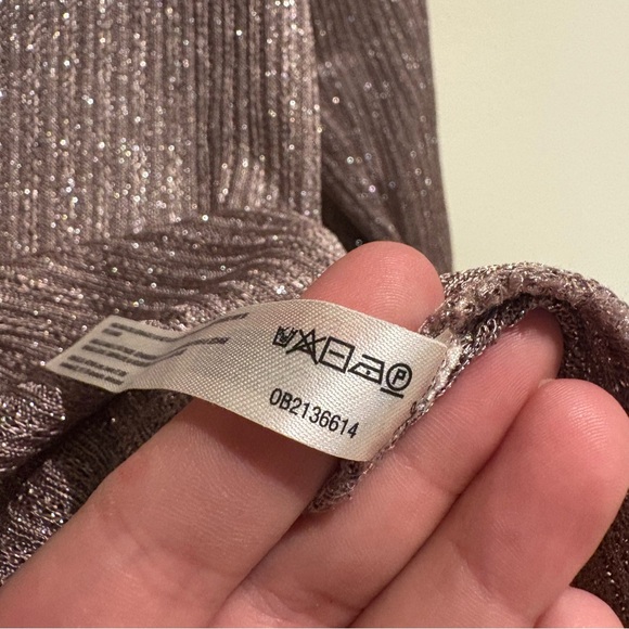 Daily Practice by Anthropologie Sheer Metallic Long-Sleeve Top in Taupe Small - Picture 8 of 11